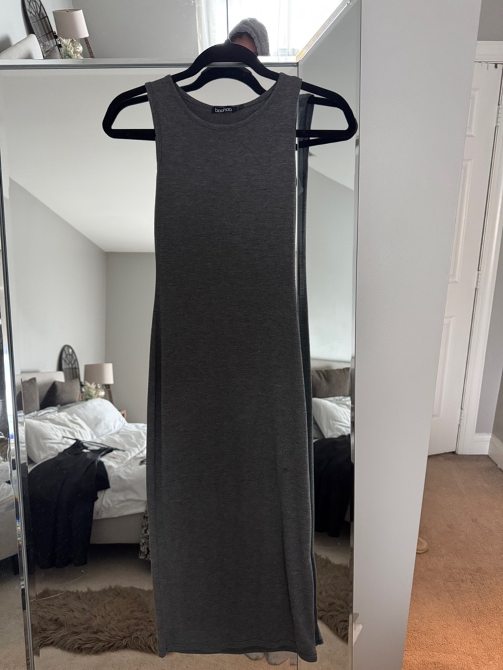 Boohoo Charcoal Sleeveless Maxi Dress